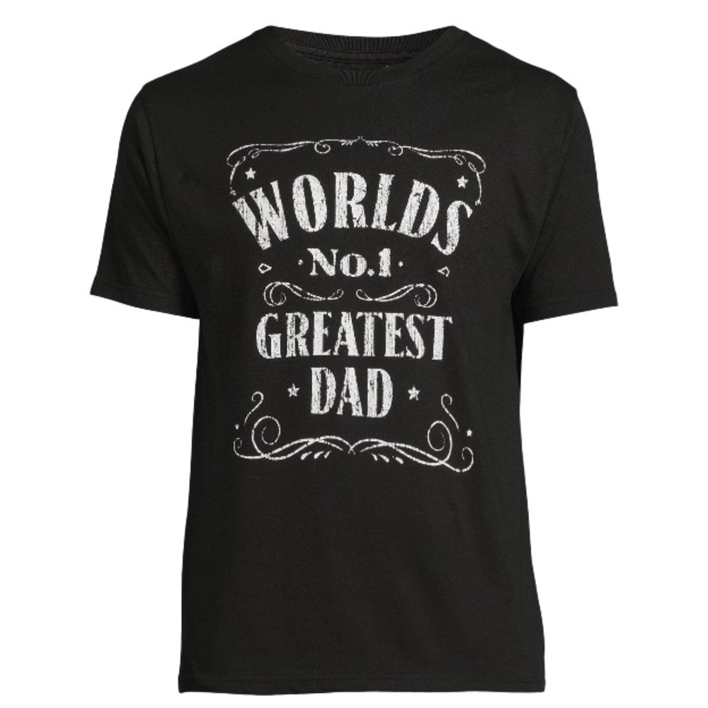 World's Greatest Dad Black Short Sleeve Tee "Vintage Label" Style P7444